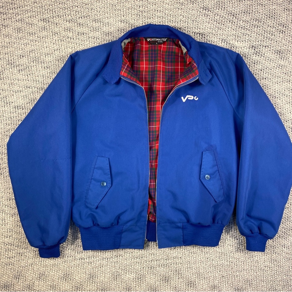 SPORTS MASTER Swing Top Harrington Jacket Mens Large Blue Vintage 80s USA MADE